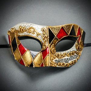 Classic Musical Venetian Masquerade Eye Mask - Gold Black